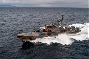 Camouflaged Prints: KNM Erle a Hauk class missile torpedo boat of the Norwegian Navy at high speed