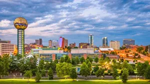 Knoxville, Tennessee, USA downtown skyline at twilight