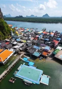 Phang Nga Bay Prints: Ko Panyi or Koh Panyee floating football field in the muslim fishing village in Phang Nga Province