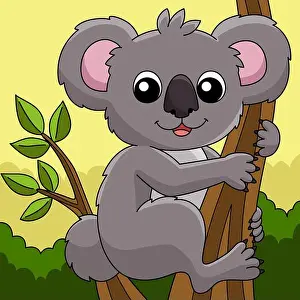 Koala Bear Prints: Koala Animal Colored Cartoon Illustration