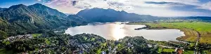 Kochel Prints: Kochelsee Lake Bavaria. Aerial Drone Panorama in Autumn