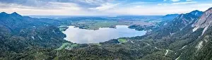 Kochel Prints: Kochelsee Lake Bavaria. Aerial Drone Panorama in Autumn