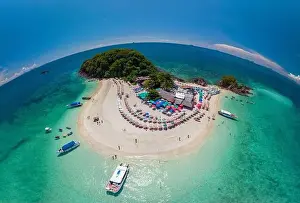 Andaman Prints: Koh Khai island Aerial drone view beautiful coral reefs and white sand beach