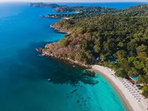 Siam Prints: Koh Samet Island Thailand, aerial drone view from above at the Samed Island in Thailand