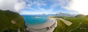 Kolbeinsanden Beach, Lofoten, panorama of a secluded beach in Norway