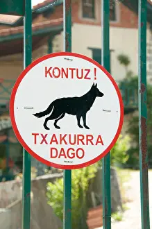 Historic Town Prints: Kontuz TX Akurra Dago beware of the dog Spain Basque Country