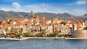 Images Dated 16th October 2012: Korcula, Old Town, harbor at the seafront, Croatia