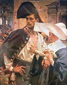 Historia Prints: Kossak Wojciech - Siostra Miłosierdzia Na Linii Bojowej - Polska Szkoła - - Kossak Wojciech - Siostra Milosierdzia Na