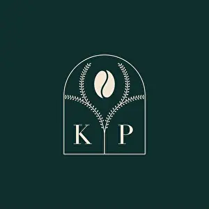 Shape Vector Vectors Prints: KP Unique and simple logo design combination of letters and coffee bean