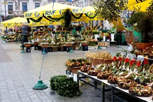 Parasol Prints: Krakow Cracow Christmas Xmas Market stall main market square Rynek Glowny Poland