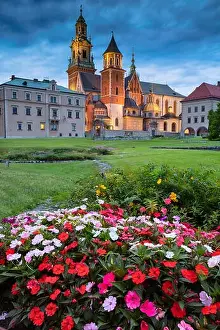 Krakow. Image of old town Krakow, Poland during twilight blue hour