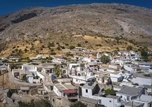 Agios Nikolaos Prints: Kria Vrisi on Crete, traditional village aerial view. Crete village aerial view