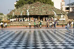 Krishna Prints: Krishna lifting govardhan parvat statue, uttar pradesh, india, asia