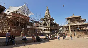 Mandir Prints: Krishna Mandir (center) and restoration of Hari Shankar Mandir and Bishwanath Mandir