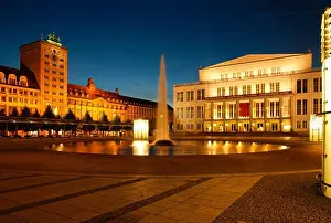 Outdoor Photo Prints: Krochhochhaus and Opera House on Augustusplatz, Leipzig, Saxony, Germany