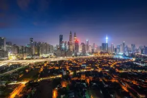 Kuala Lumpur city skyscraper and street with nice sky twilight at downtown business district in Kuala Lumpur. Malaysia. Malaysia tourism, modern city