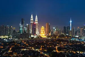 Kuala lumpur cityscape. Panoramic view of Kuala Lumpur city skyline during sunrise viewing skyscrapers building and Petronas twin tower in Malaysia