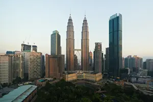 Kuala lumpur cityscape. Panoramic view of Kuala Lumpur city skyline during sunrise viewing skyscrapers building and Petronas twin tower in Malaysia