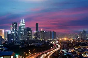 Kuala Lumpur skyline and skyscraper at night in Kuala Lumpur, Malaysia