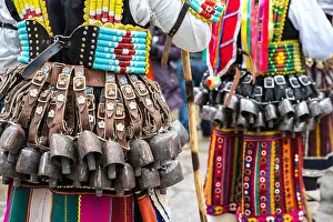 Serbia Prints: Kukeri, mummers perform rituals with costumes and big bells in Bulgarian