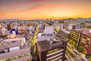 Images Dated 7th December 2015: Kumamoto City, Japan downtown skyline from above at dusk