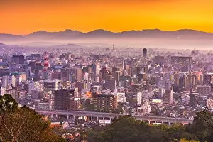 Kumamoto, Japan downtown skyline at dawn
