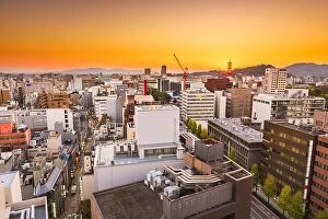 Images Dated 7th December 2015: Kumamoto, Japan downtown skyline at dusk