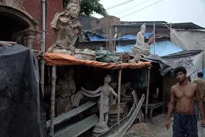 West Bengal Prints: Kumartuli (Kumortuli), a sculptors and potters quarter in north Kolkata