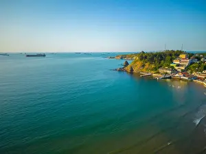 Black City Prints: Kumkoy beach aerial view at Black Sea near historic town center Kumkoy