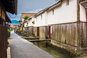 Kurayoshi, Tottori, Japan old town streets and warehouses