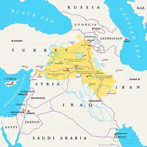 Kurdistan Prints: Kurdistan region political map