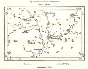 Virtue Prints: Kurgans of Chernihiv. Ukraine. Sketch map 1885 old antique plan chart