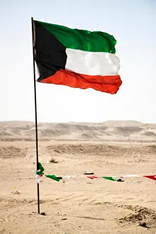 Kuwait Prints: Kuwait flag at Mutla Ridge, Kuwait