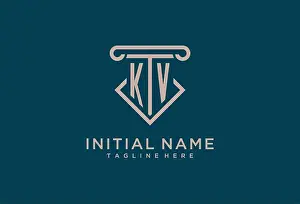 Attorney Prints: KV initial with pillar icon design