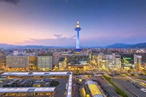 Images Dated 3rd April 2017: Kyoto, Japan city skyline from abvoe at dusk