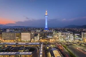 Images Dated 3rd April 2017: Kyoto, Japan cityscape at Kyoto Tower at dusk