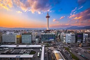 Images Dated 3rd April 2017: Kyoto, Japan cityscape at Kyoto Tower at golden hour