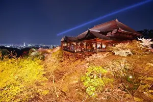 Kyoto, Japan at the Kiyomizudera Temple during spring season at night