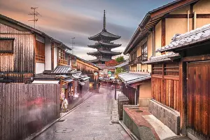 Kyoto, Japan old streets of historic Higashiyama district at twilight