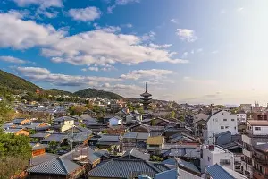 Kyoto, Japan rooftop cityscape in Higashiyama historic district
