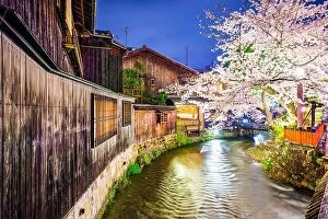 Images Dated 3rd April 2014: Kyoto, Japan at the Shirakawa River in the Gion District during the spring cherry blosson season