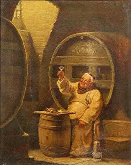 L.A. Biggs Monk drinking wine XIXe