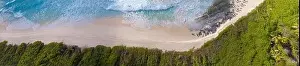 Eden Prints: La Digue, Seychelles Island. Amazing aerial view of beach and ocean from a drone