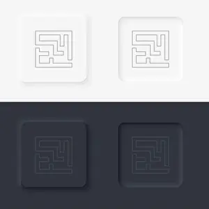 Labyrinth Prints: Labyrinth way road. Neumorphic style button line icon
