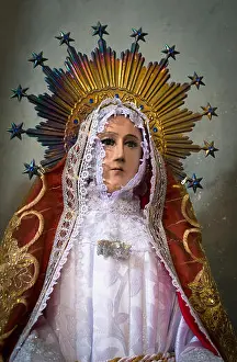 Our Lady Of Guadalupe Prints: Our lady of Guadalupe in a beautiful attire at the Cholul church near Merida