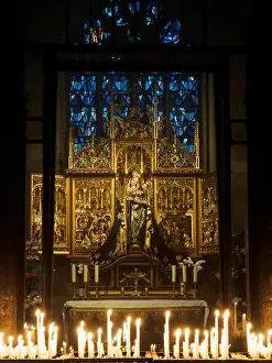 Our Lady, Star of the Sea, statue and altar inside the Basilica of Our Lady in Maastricht, The Netherlands, Europe