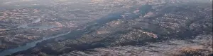 Lake Chabot and Upper San Leandro Reservoir Aerial view from airplane near San Francisco and San Jose. California. USA