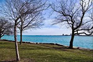 Lakeshore Prints: Lake Michigan shows off its brilliant turquoise color on Chicago's south side with a view of Gary