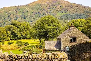 Bobbin Prints: Lakeside town in Lake District, a region and national park in Cumbria in northwest England