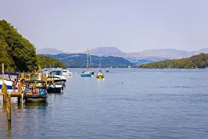 Bobbin Prints: Lakeside town in Lake District, a region and national park in Cumbria in northwest England